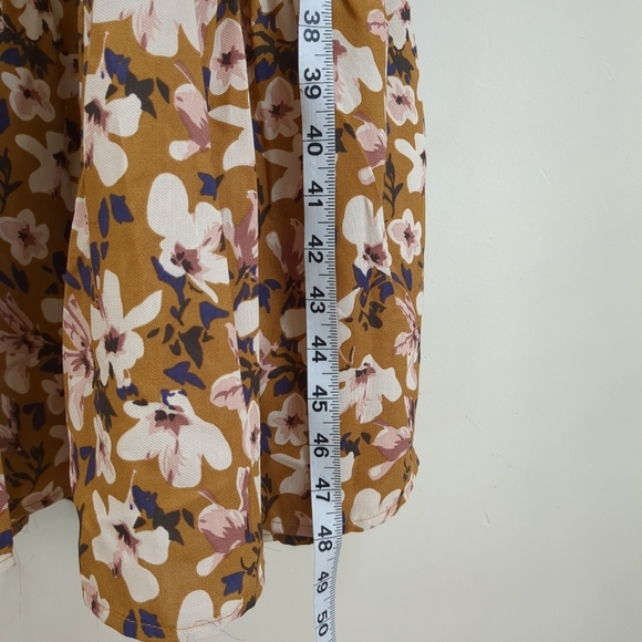 Hayden smocked square neck puff long sleeve floral dress with pockets, size S - Picture 4 of 8